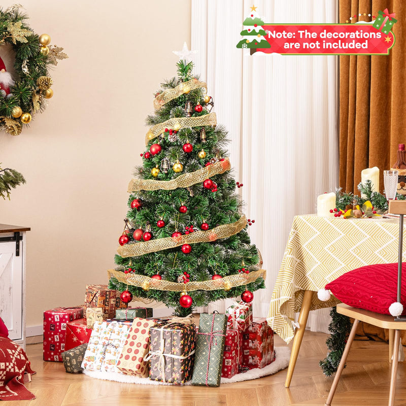 Load image into Gallery viewer, Goplus Pre-Lit Fiber Optic Christmas Tree, Artificial Snowy Xmas Tree with Warm White LED Lights