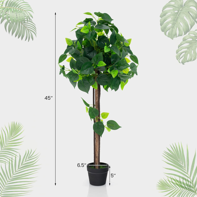 Load image into Gallery viewer, Goplus 45" Artificial Hydrangea Tree, Tall Fake Potted Silk Tree with Real Wood Trunk
