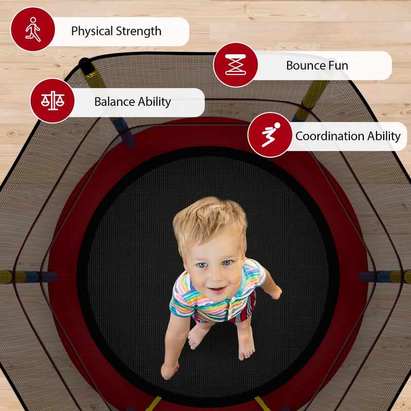 Load image into Gallery viewer, Goplus 55” Trampoline for Kids, ASTM Approved Toddler Trampoline with Safety Enclosure Net