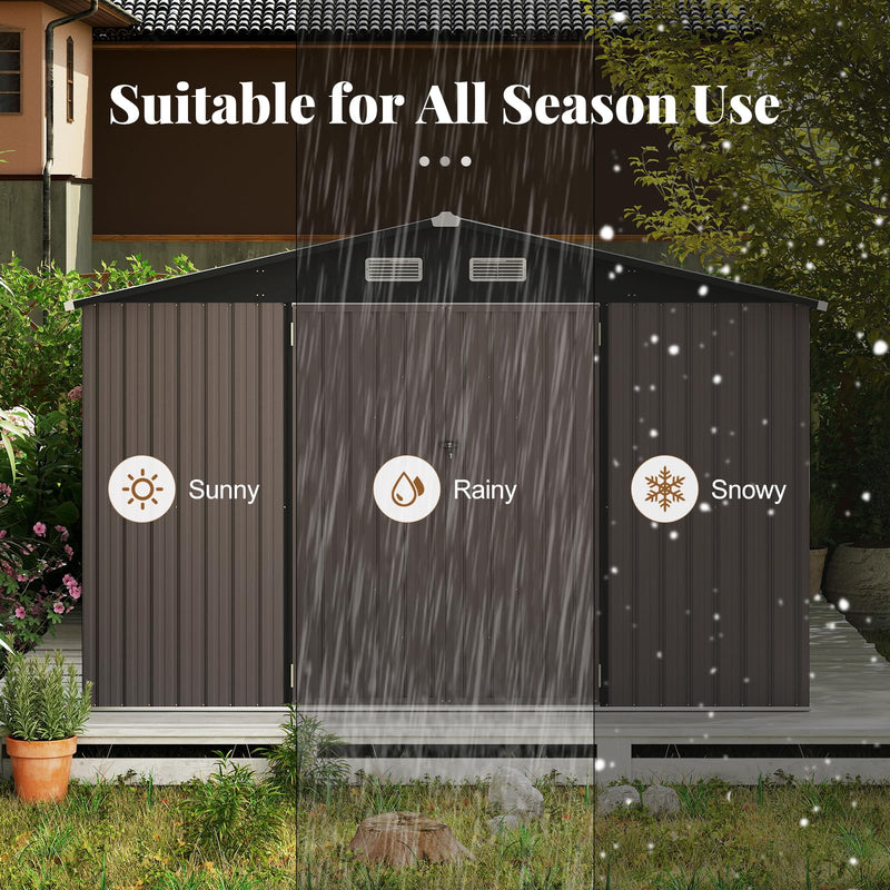 Load image into Gallery viewer, Goplus 10 x 14 FT Outdoor Storage Shed with Improved Windproof Metal Structure