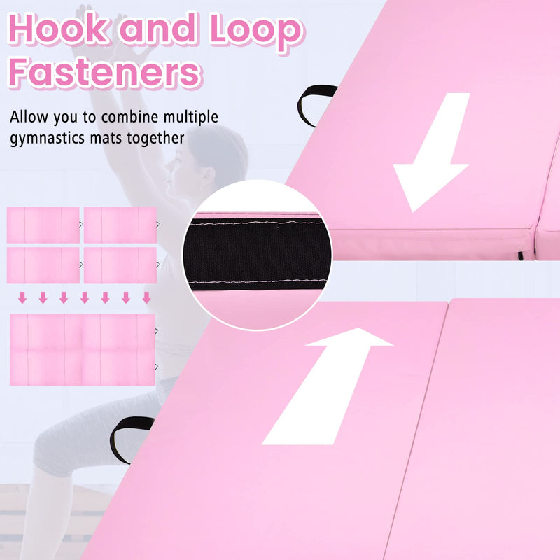 Load image into Gallery viewer, Goplus 8' x 4' Folding Gymnastics Mat, 2" Thick 4 Fold Exercise Tumbling Mat with Carrying Handles for Home Gym Fitness