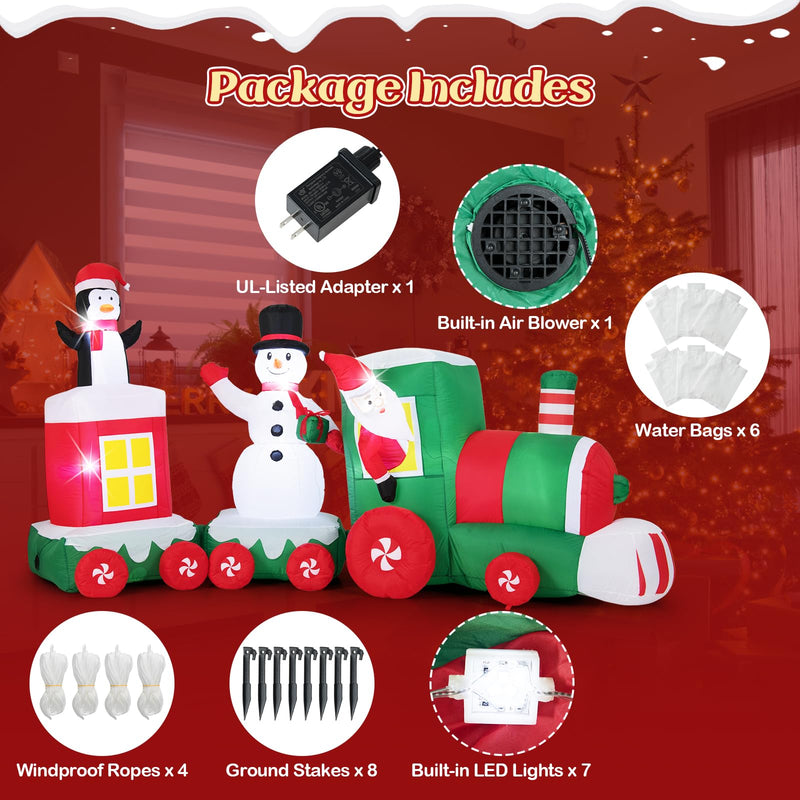 Load image into Gallery viewer, Goplus 11.5 Ft Christmas Inflatable Train with Santa Snowman Penguin