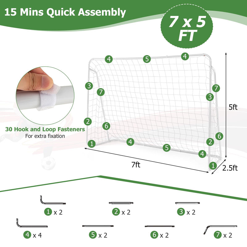 Load image into Gallery viewer, Goplus Soccer Goal, 7FT x 5FT Soccer Net for Backyard with Metal Frame