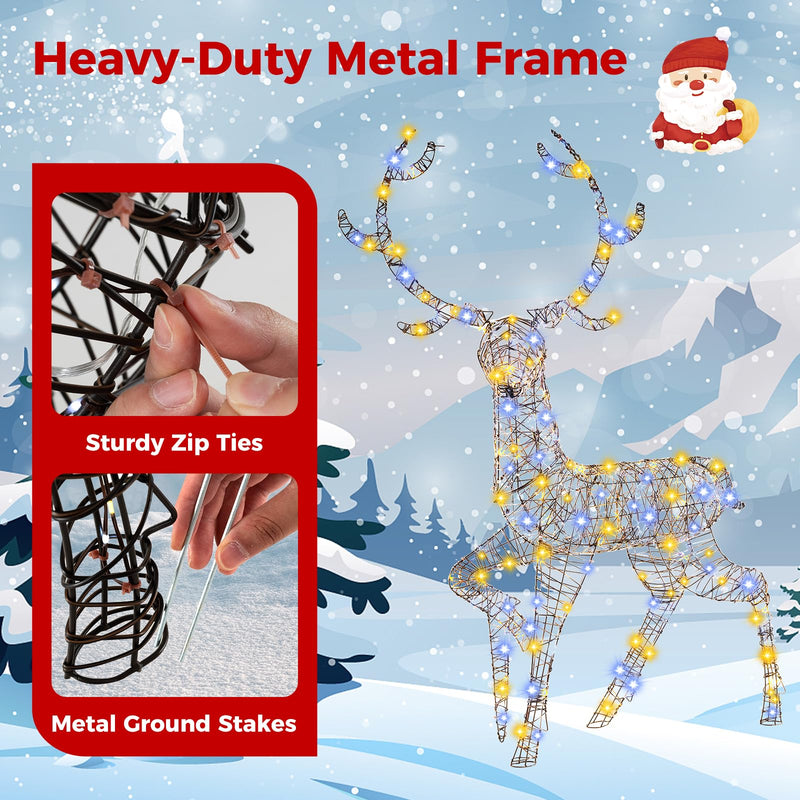 Load image into Gallery viewer, Goplus 4.6 FT Pre-Lit Christmas Reindeer, 3D Buck Decoration with 300 Bright LED Lights
