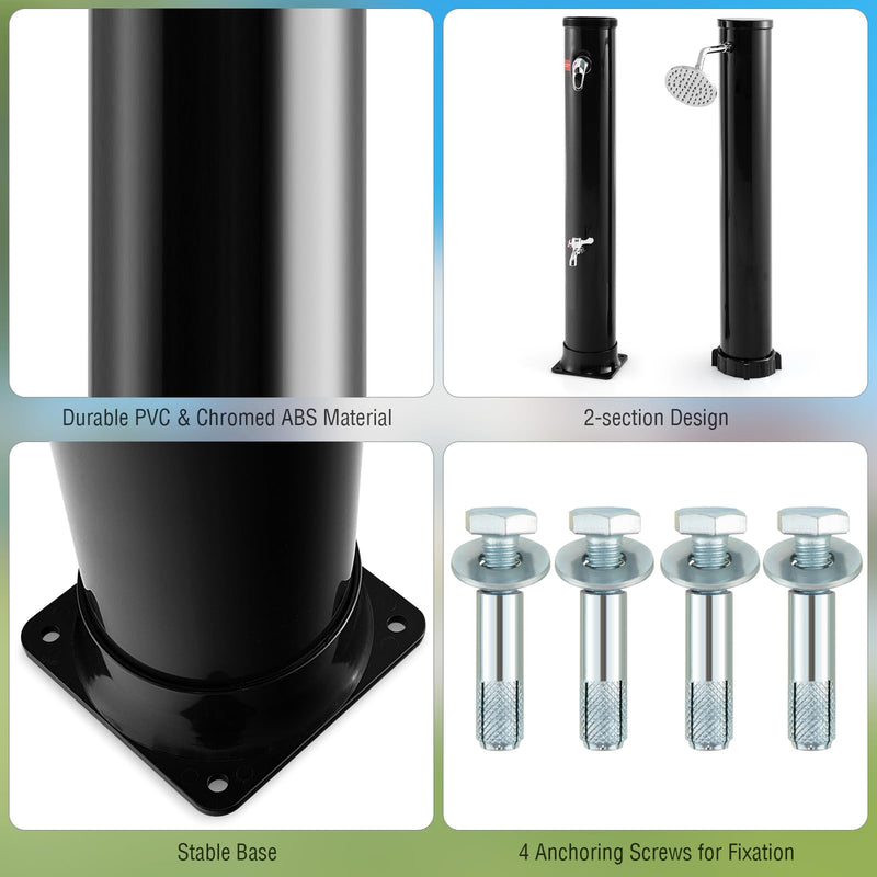 Load image into Gallery viewer, Goplus 10 Gallon Solar Heated Outdoor Shower, 7.2 FT Freestanding Garden Pool Shower with Rotating Shower Head