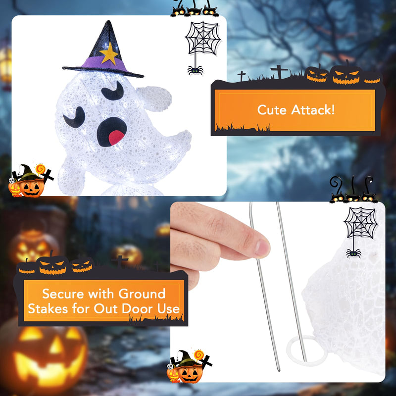 Load image into Gallery viewer, Goplus 4 Ft Halloween Decorations Outdoor Stacked Ghosts, Free-Standing Cute Yard Decorations