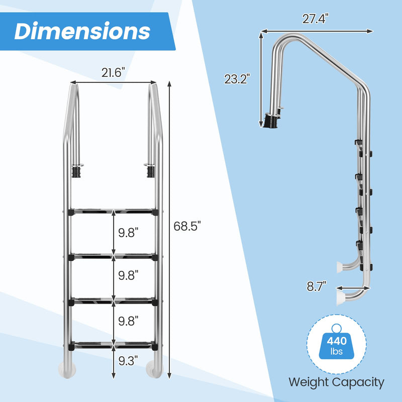 Load image into Gallery viewer, Goplus 4-Step Swimming Pool Ladder Heavy Duty Non-Slip Ladder