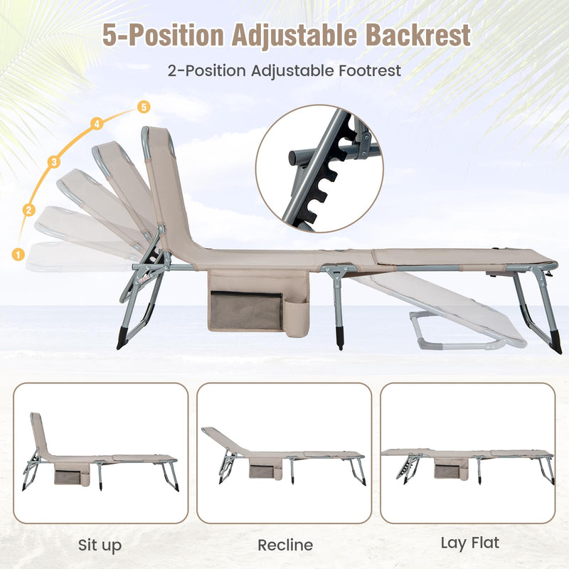 Load image into Gallery viewer, Goplus Lounge Chairs for Outside, 5-Position Tanning Chair w/Face & Arm Hole