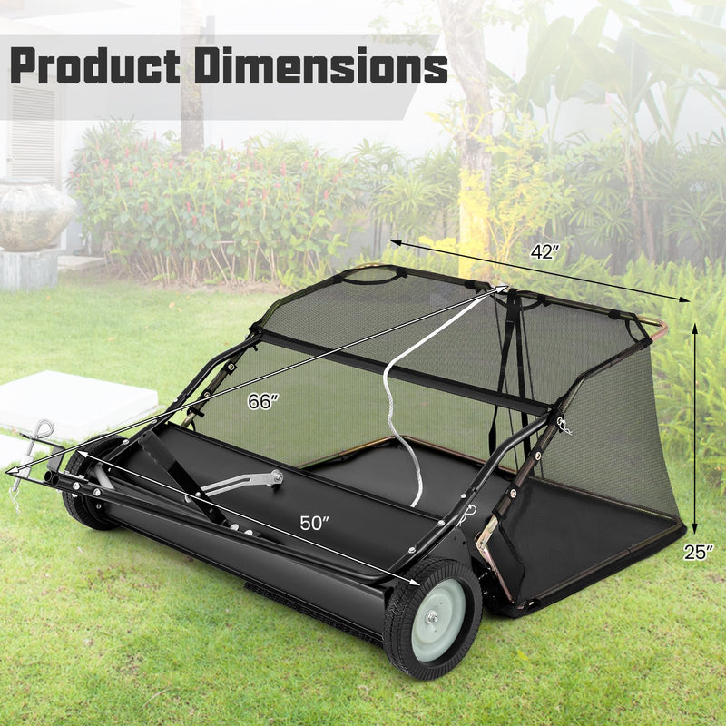 Load image into Gallery viewer, Goplus Lawn Sweeper Tow Behind with Large-Capacity Hopper Bag