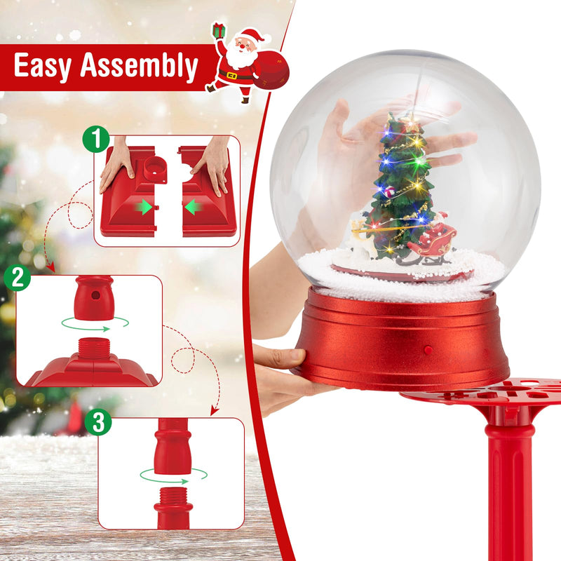 Load image into Gallery viewer, Goplus 5 Ft Christmas Snow Globe Lantern | Musical Snowy Globe Street Lamp