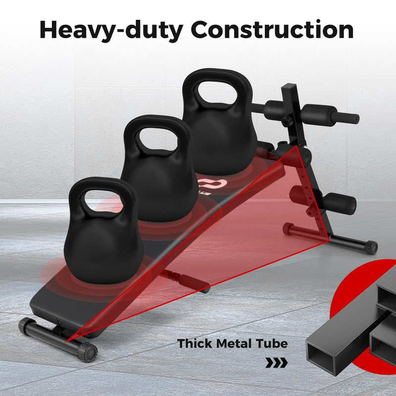 Load image into Gallery viewer, Goplus Adjustable Decline Sit Up Bench for Exercise, Foldable Curved Slant Bench with High Density Foam Cushioned Seat