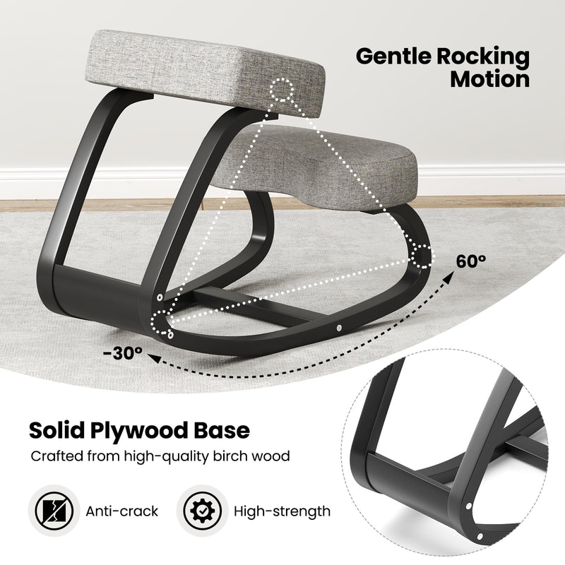 Load image into Gallery viewer, Goplus Ergonomic Kneeling Chair, Rocking Upright Posture Chair with Soft Seat & Knee Pads, Gray and Black