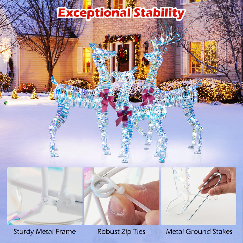 Load image into Gallery viewer, Goplus 3-Piece Large Lighted Christmas Reindeer Family, Light up Xmas Decorations w/LED Lights & Bows