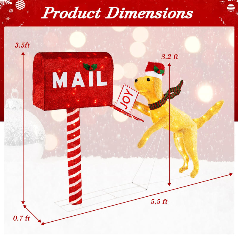 Load image into Gallery viewer, Goplus 3.5 FT Lighted Dachshund Climbing Mailbox, Pre-Lit Christmas Holiday Decoration