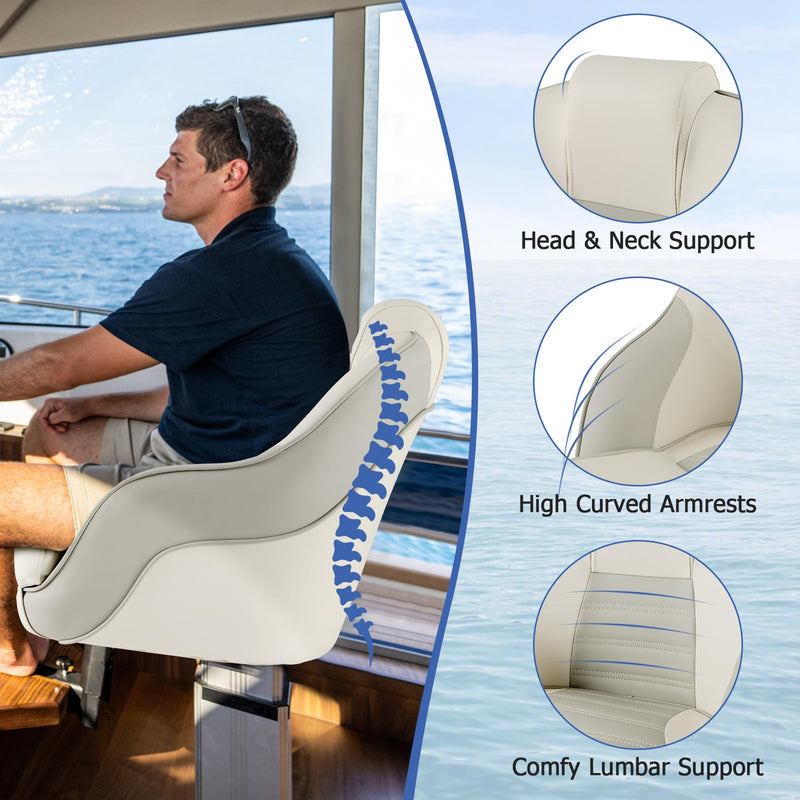 Load image into Gallery viewer, Goplus Captain Bucket Seat, Pontoon Boat Seats w/Waterproof PVC Leather & Thick Sponge Padding