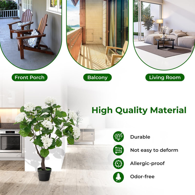 Load image into Gallery viewer, Goplus Artificial Hydrangea Tree, 2 Pack Fake Floral Plant w/11 White Flowers & Realistic Trunk in Plastic Nursery Pot