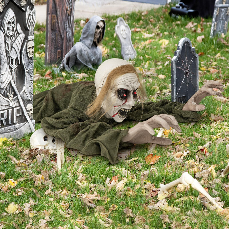Load image into Gallery viewer, Goplus Halloween Skeleton Groundbreaker Decoration, Sound-Actived Halloween Party Decoration