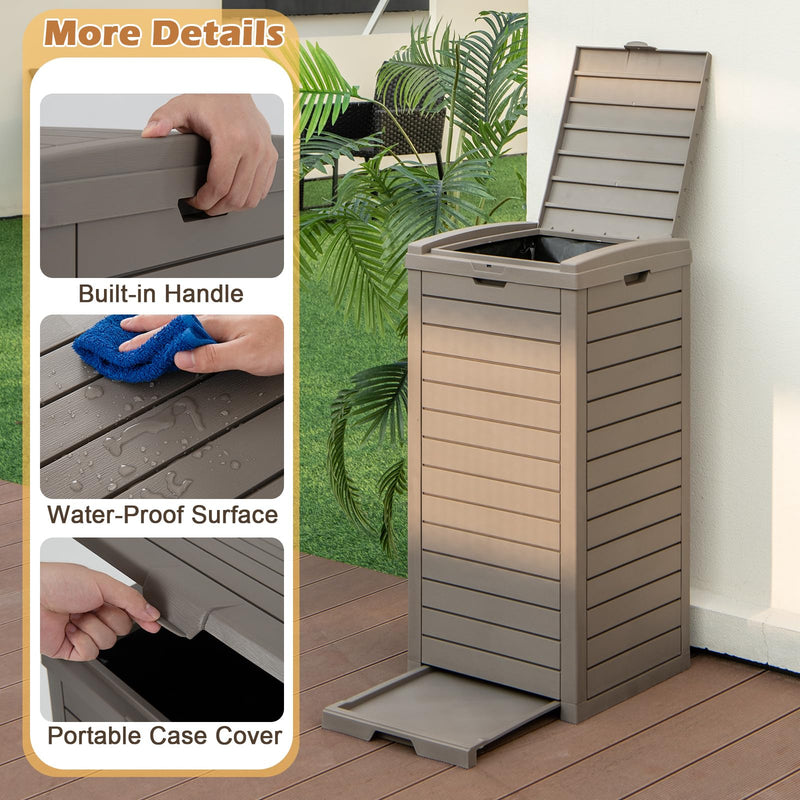 Load image into Gallery viewer, Goplus Outdoor Trash Can with Lid, 31 Gallon Large Outdoor Trash Bin & Pull-Out Liquid Drawer
