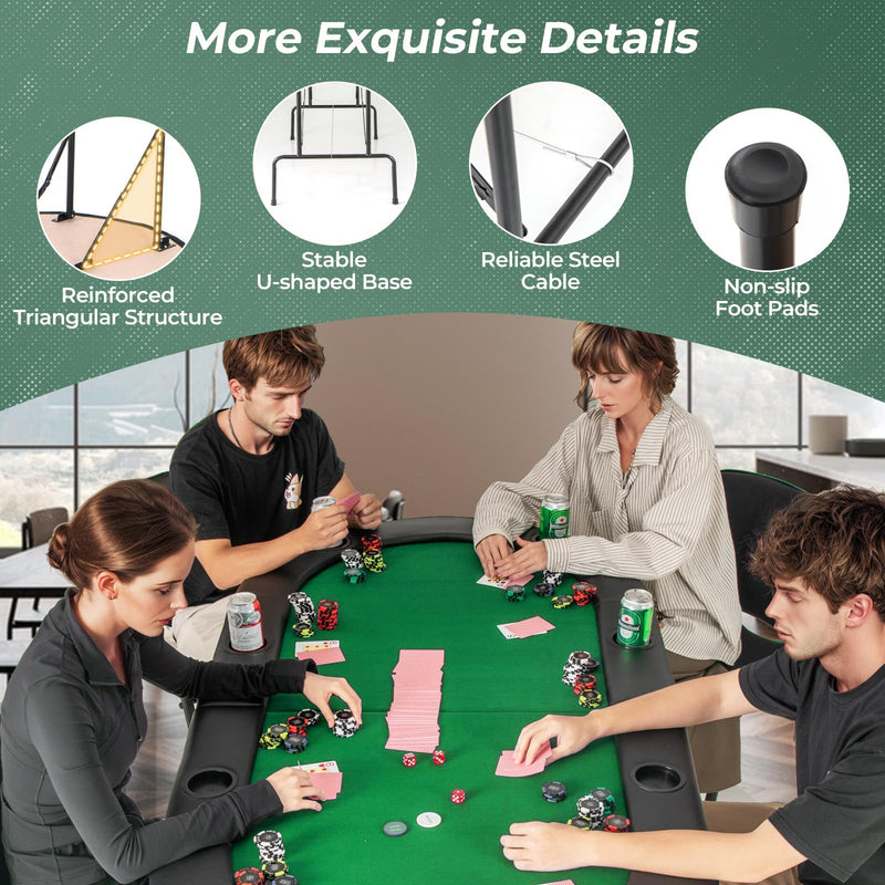 Load image into Gallery viewer, Goplus 8 Players Texas Holdem Foldable Poker Table