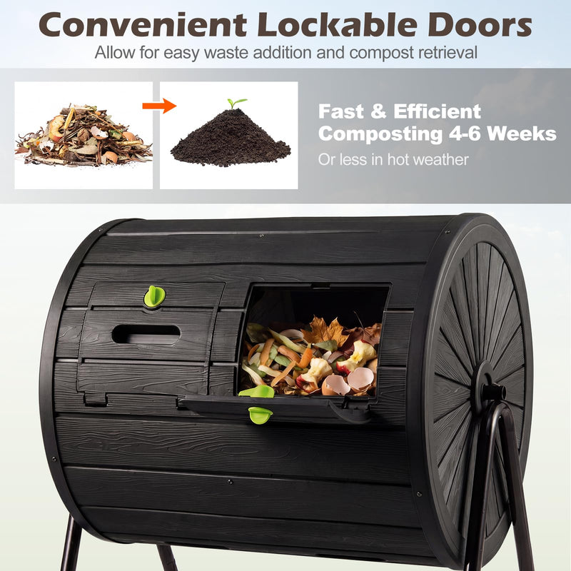 Load image into Gallery viewer, Goplus 37.5 Gallon Large Outdoor Compost Bin w/Dual Chambers & 2 Lockable Doors
