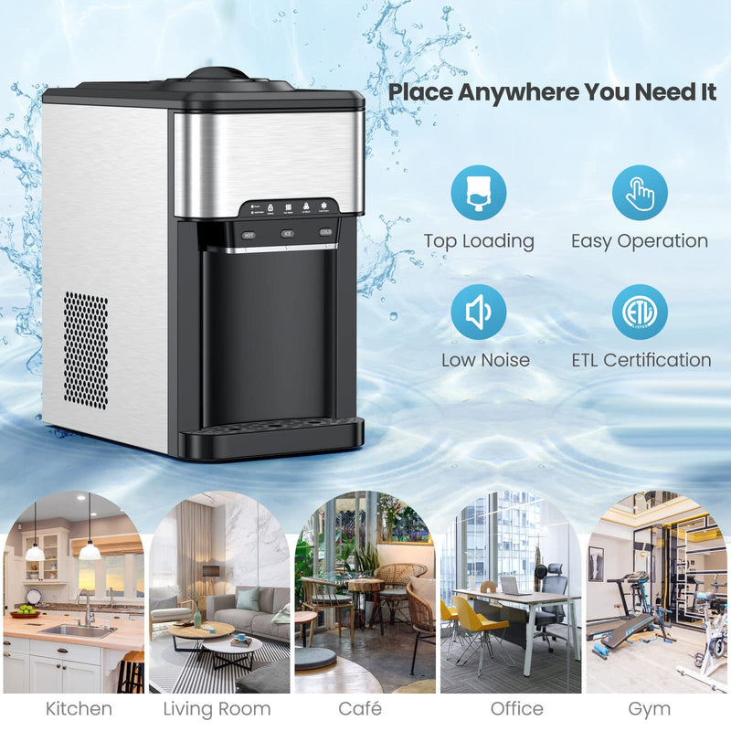 Load image into Gallery viewer, Countertop Water Cooler Dispenser with Ice Maker, 3 in 1 Top-Loading Hot & Cold Water Dispenser 5 Gallon
