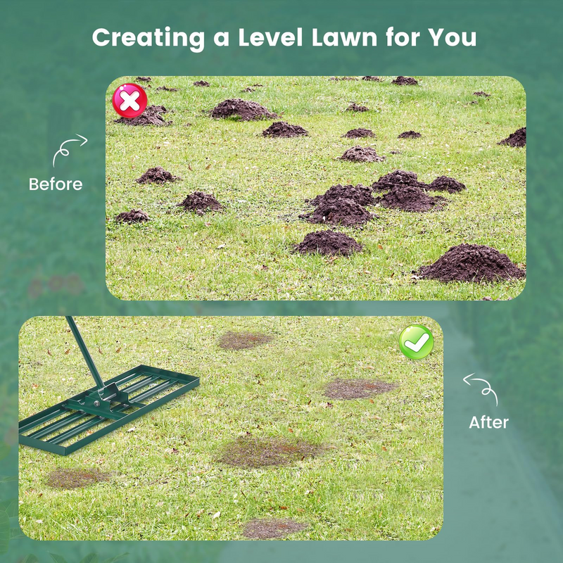 Load image into Gallery viewer, Goplus Lawn Leveling Rake, Heavy Duty Level Lawn Tool w/ Ergonomic Handle for Soil