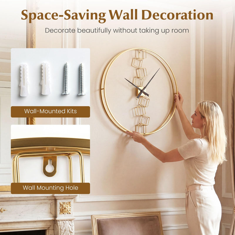 Load image into Gallery viewer, Goplus 27" Nordic Style Big Metal Wall Clock Battery-Operated Wall Decoration for Living Room