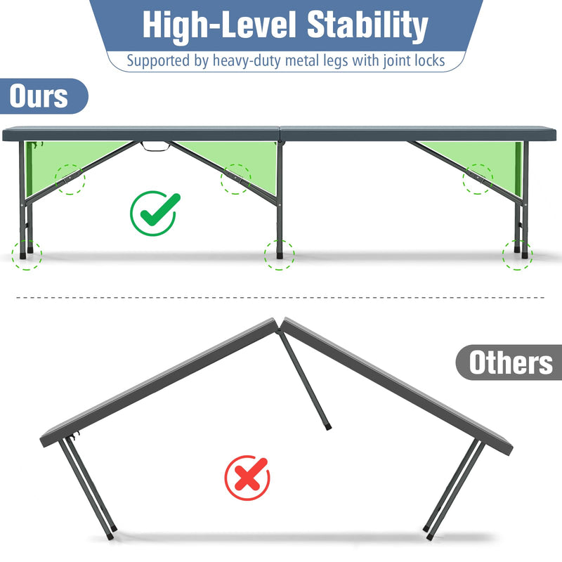 Load image into Gallery viewer, Goplus 6 Feet Plastic Folding Bench, Portable Foldable Bench Seat with 1320 LBS Capacity