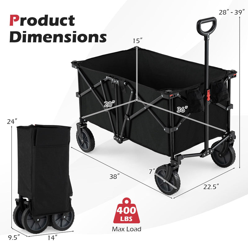 Load image into Gallery viewer, Goplus 38" Collapsible Wagon Cart with All-Terrain Wheels & 2 Cup Holders