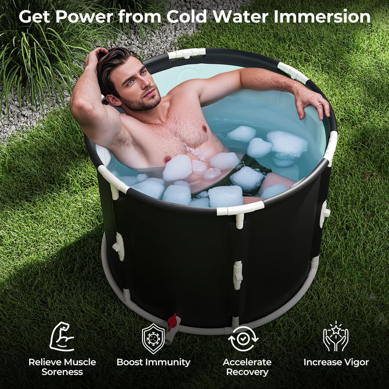 Load image into Gallery viewer, Goplus Foldable Ice Bath Tub for Athletes, Cold Plunge Tub w/Cover, Plunge Pool for Muscle Recovery Cold Water Therapy Training