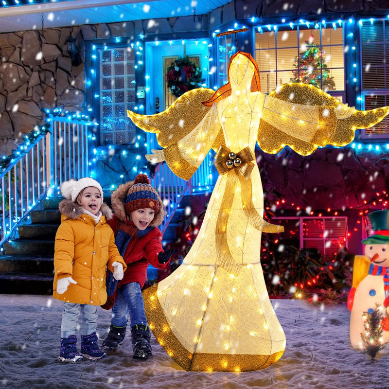 Load image into Gallery viewer, Goplus 5.2 FT Christmas Lighted Angel, Pre-Lit Winged Holiday Figure Angel with180 Warm White LED Lights