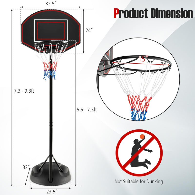 Load image into Gallery viewer, Goplus Portable Basketball Hoop Outdoor, 5.5-7.5 FT Basketball Goal with 5 Adjustable Height
