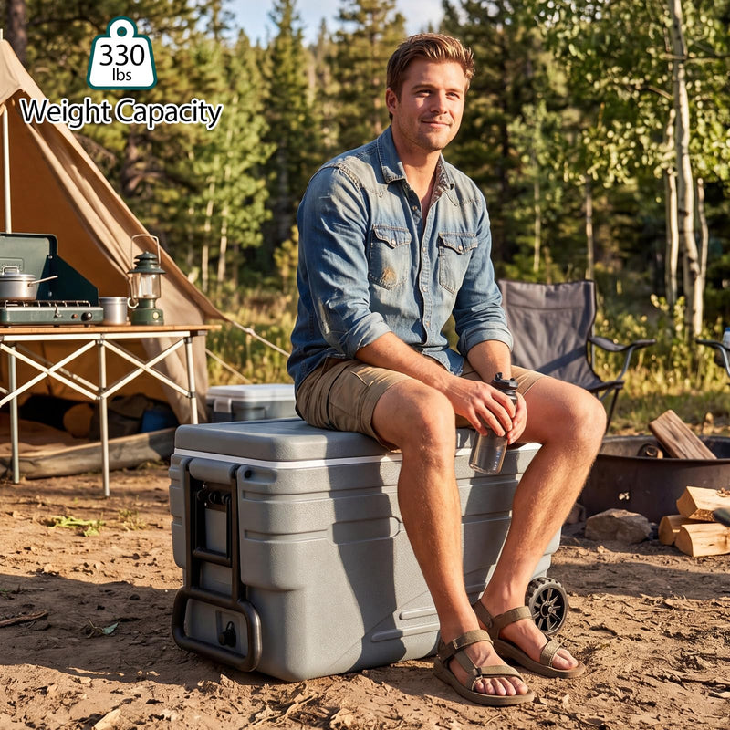 Load image into Gallery viewer, Goplus Portable Wheeled Ice Cooler All-Weather HDPE Ice Chest with Foldable Pull & Carry Handles