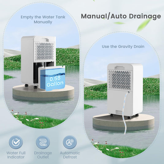 32 Pints Dehumidifier with Sleep Mode, 24H Timer, 3-Color LED Indicator Light & Child Safety Lock, for Space up to 2500 Sq. Ft