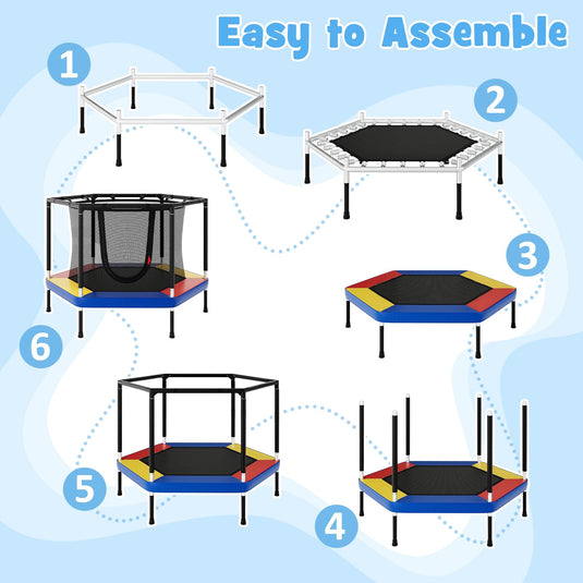 Goplus 48" Recreational Trampoline for Kids with Safety Enclosure Net