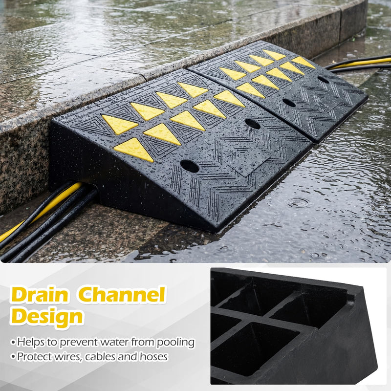 Load image into Gallery viewer, Goplus Heavy-Duty Rubber Curb Ramp 2 Pcs Driveway Threshold Ramps(5"/6.3" Rise)