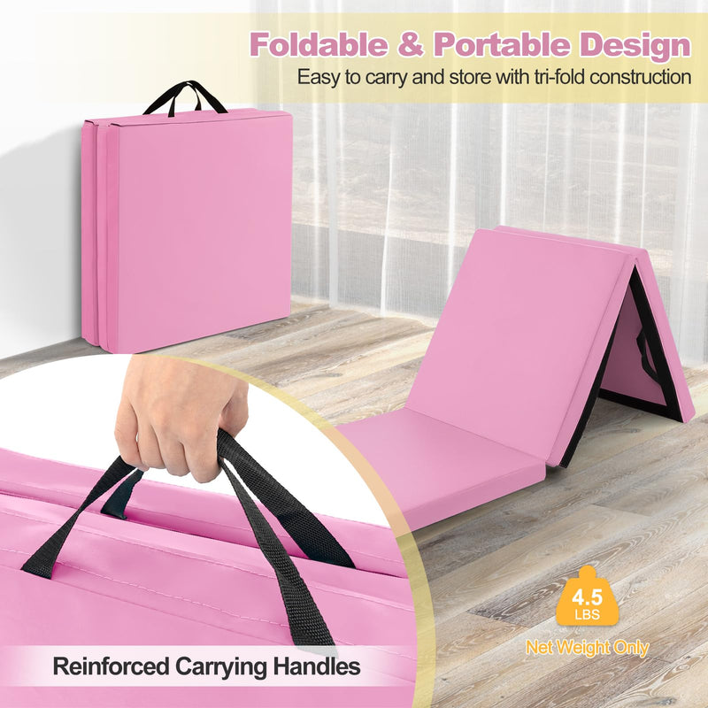 Load image into Gallery viewer, Goplus 6’ x 2’ x 2" Thick Tri-Fold Exercise Tumbling Mat w/Carrying Handles