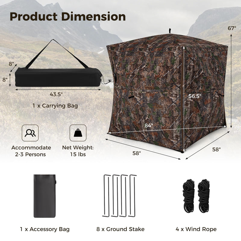 Load image into Gallery viewer, Goplus 360 Degree One-Way See-Through Hunting Blind, Camouflage Hunting Tent w/Full-Open Door, Carrying Bag