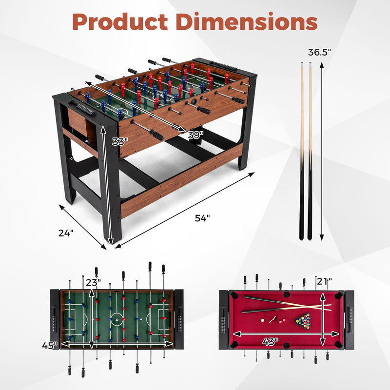 Load image into Gallery viewer, Goplus 54" Full Size Foosball & Pool Combo Table | Indoor Outdoor Combination Arcade Table