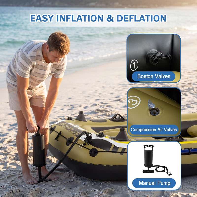 Load image into Gallery viewer, Goplus 3/4 Person Heavy-Duty Fishing Raft Set with Oars Bolster Seats Pouch & Rod Holders