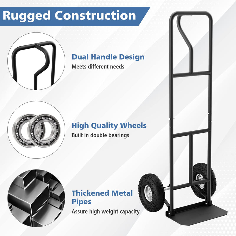 Load image into Gallery viewer, Goplus P-Handle Hand Truck, High Back Sack Barrow with 10" Wheels, Built-in Double Bearings and Foldable Load Plate