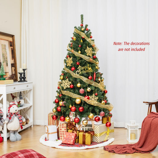 Goplus 6ft Pre-Lit Christmas Tree, Artificial Hinged Xmas Tree with 200 Warm White LED Lights