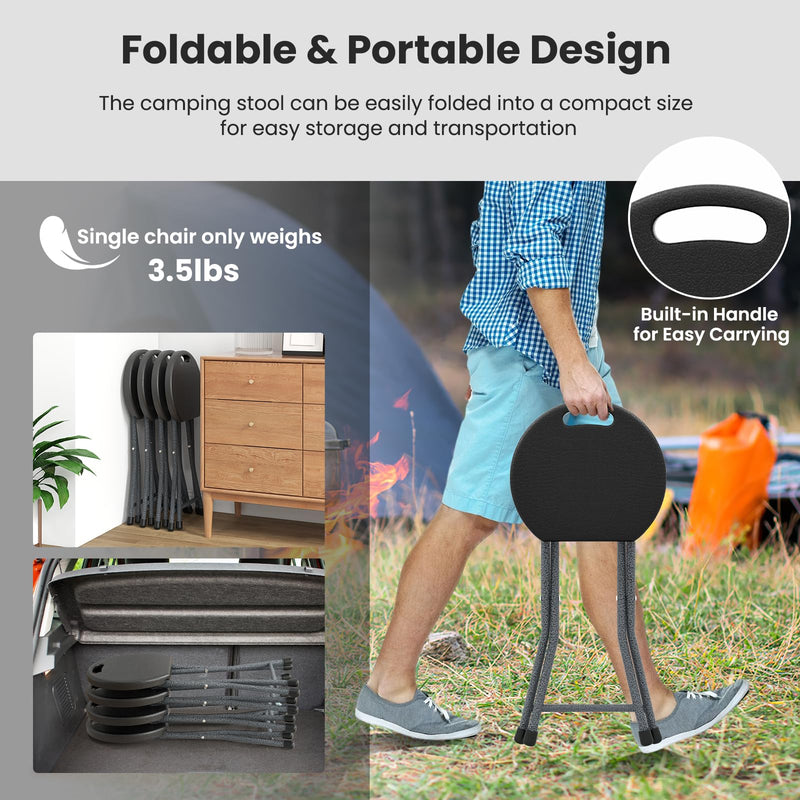 Load image into Gallery viewer, Goplus Folding Stool Collapsible Round Stool with Handle for Fishing Hiking Gardening BBQ