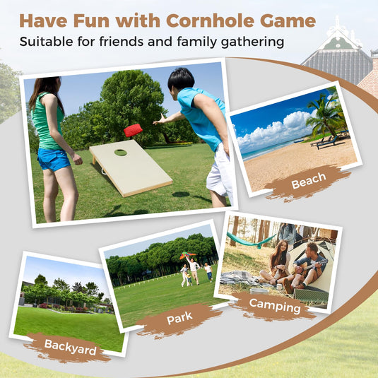 Goplus Solid Wood Corn Hole Game Board Includes 8 Bean Bags