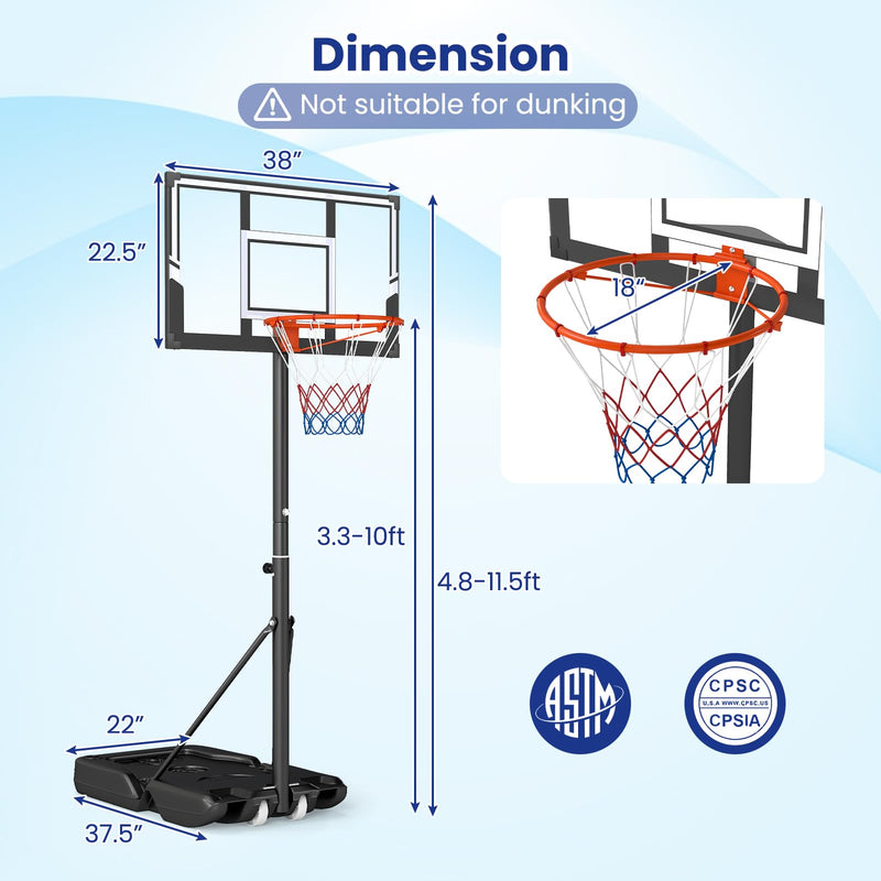 Load image into Gallery viewer, Goplus Portable 3.3-10FT Adjustable Basketball Goal System w/Shatterproof PC Backboard