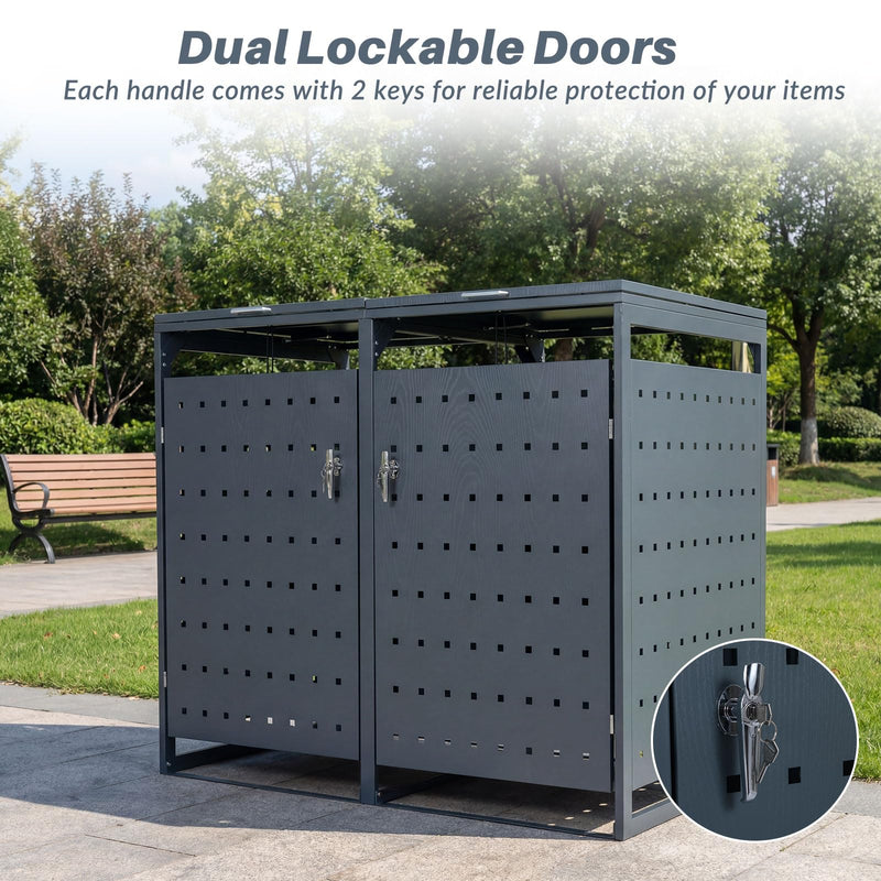 Load image into Gallery viewer, Goplus 44 Cu.Ft Outdoor Trash Can Storage with 2 Lockable Doors Gas Struts & Shock Absorbers