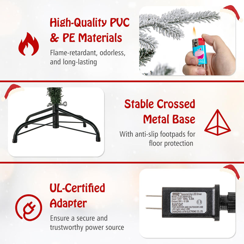 Load image into Gallery viewer, Goplus 4.5ft Pre-Lit Snow Flocked Christmas Tree, Artificial Hinged Full Xmas Tree with 160 Multicolored LED Lights