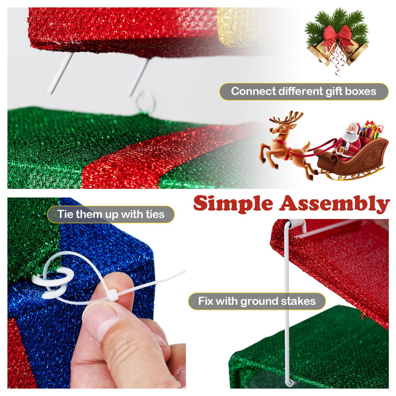 Load image into Gallery viewer, Goplus Christmas Lighted Gift Boxes Set of 4 | Light Up Present Boxes with Colorful Bows