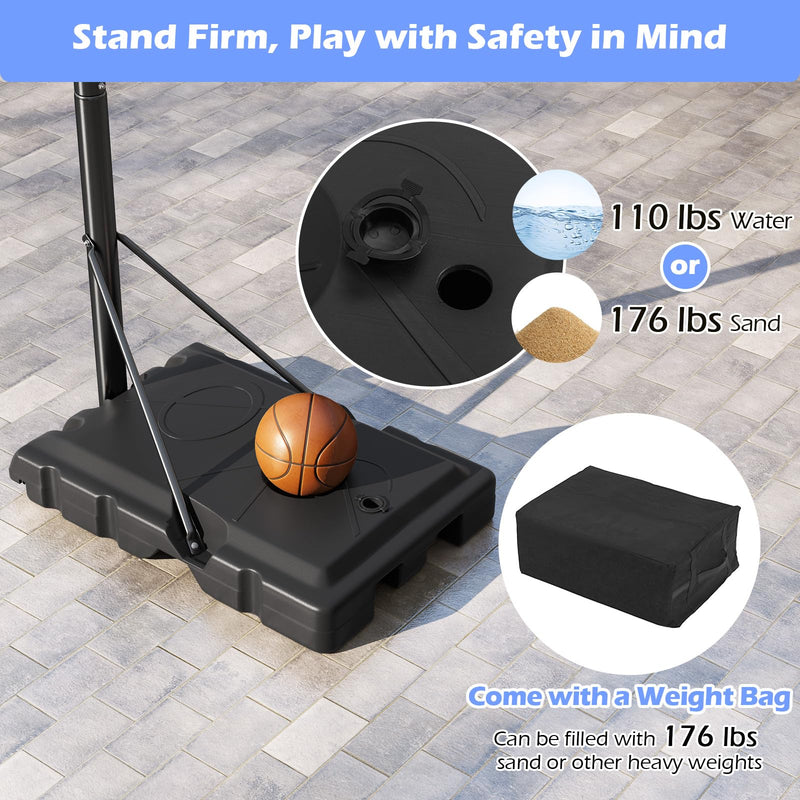 Load image into Gallery viewer, Goplus Basketball Hoop Outdoor, 7.4-10FT Quickly Height Adjustable Basketball Goal with 44 Inch Shatterproof PC Backboard