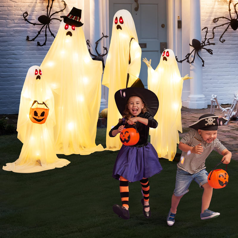 Load image into Gallery viewer, Goplus Halloween Light Up Family Ghosts, 4 PCS LED Glowing Halloween Ghosts